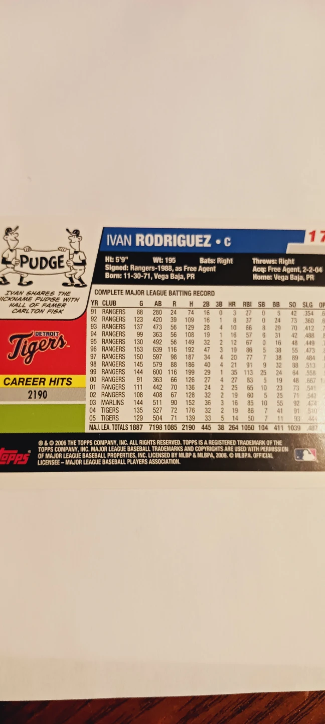 Topps Ivan Rodriguez Catcher Baseball Card - photo 4