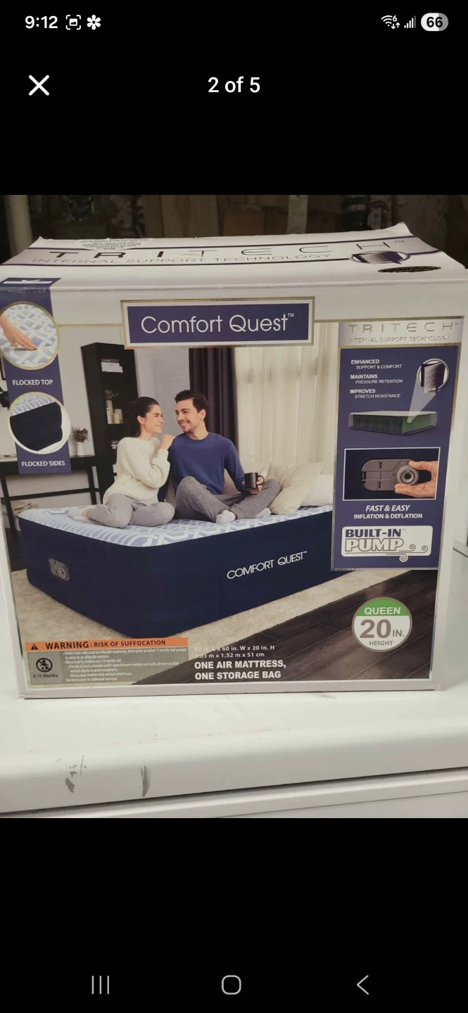 Comfort Quest Queen Air Mattress - Built-in Pump