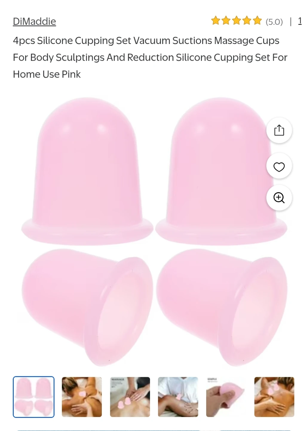 TruuMe Silicone Body Massage Cupping Set - Pink - photo 4