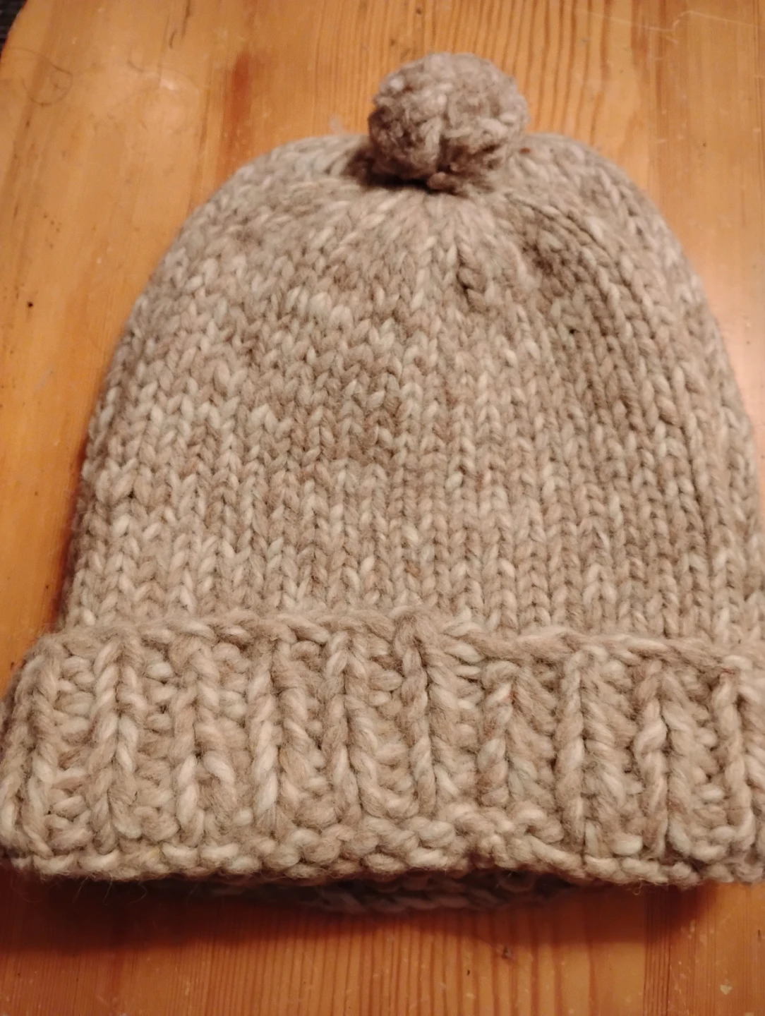 Hand-Knitted Wool Beanie - Neutral Tones