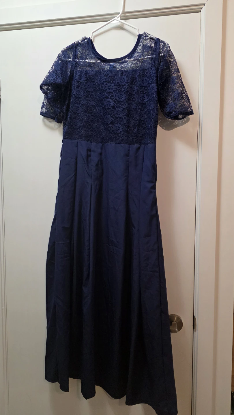 Navy Blue Lace Top Dress