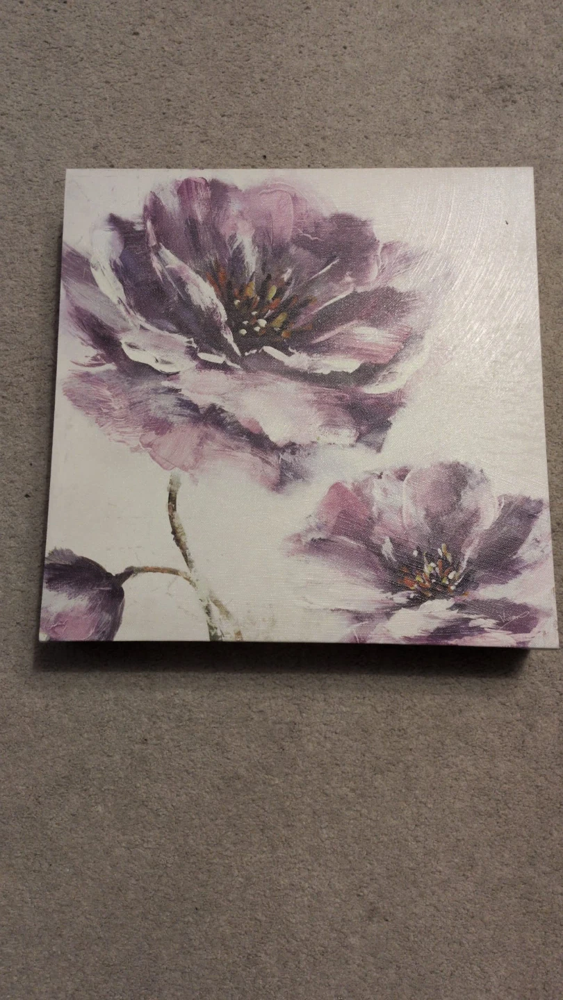 Purple floral small square canvas - PICK UP ASAP!