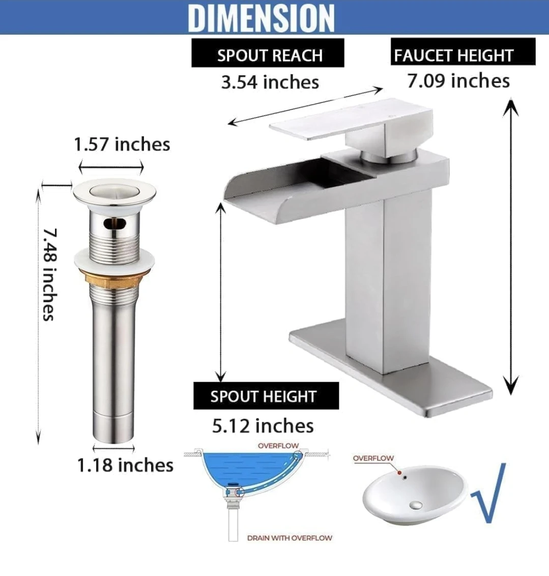 Bathroom Sink Faucet - Brushed Nickel Waterfall - photo 2