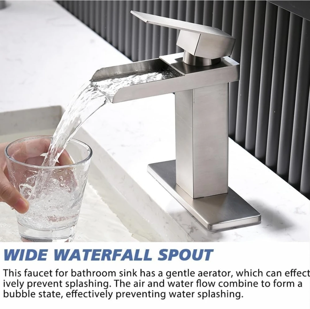 Bathroom Sink Faucet - Brushed Nickel Waterfall - photo 5