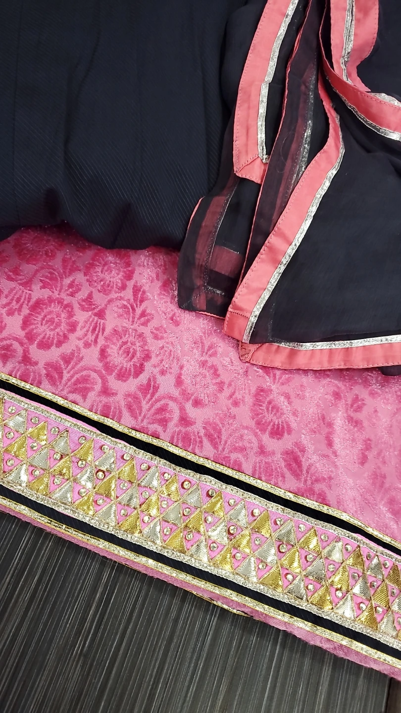 Pink & charcoal Salwar Kameez Suit - velvet - photo 2