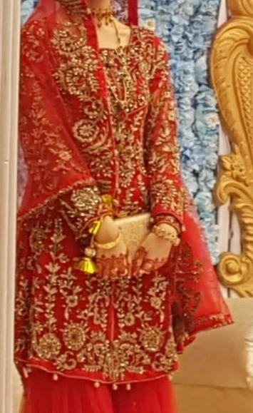Red Embroidered Sharara Dress - photo 2