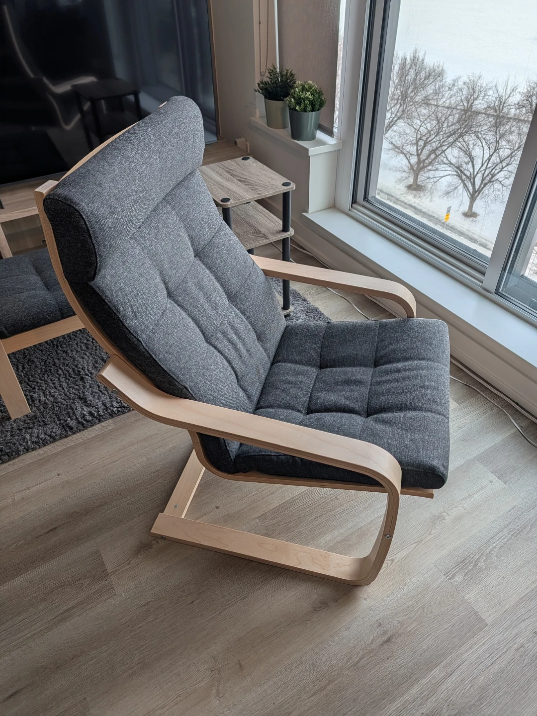 IKEA Poang Chair - Grey + matching Ottoman