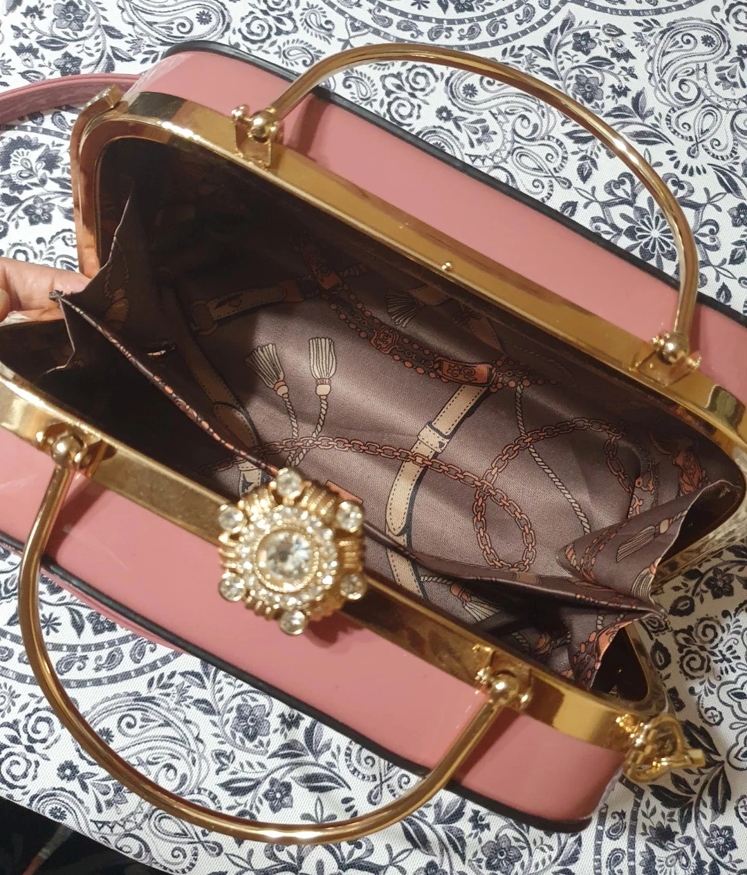 Pink Box Handbag with Gold Accents - photo 3