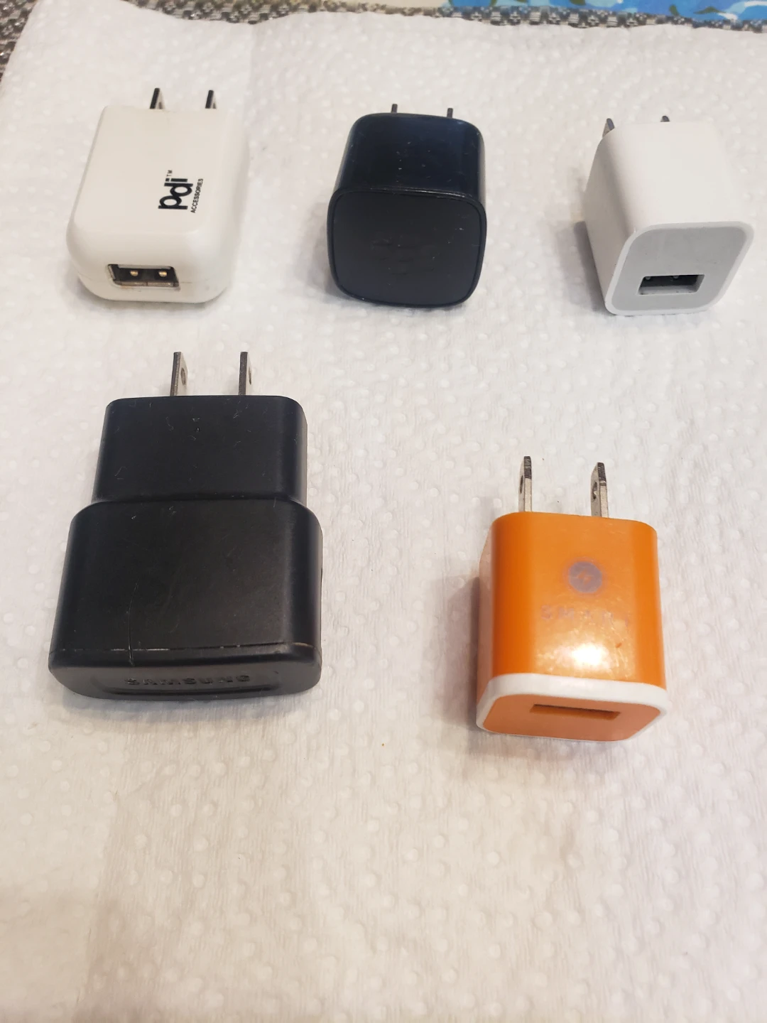 Set of 5 USB Wall Adapters
