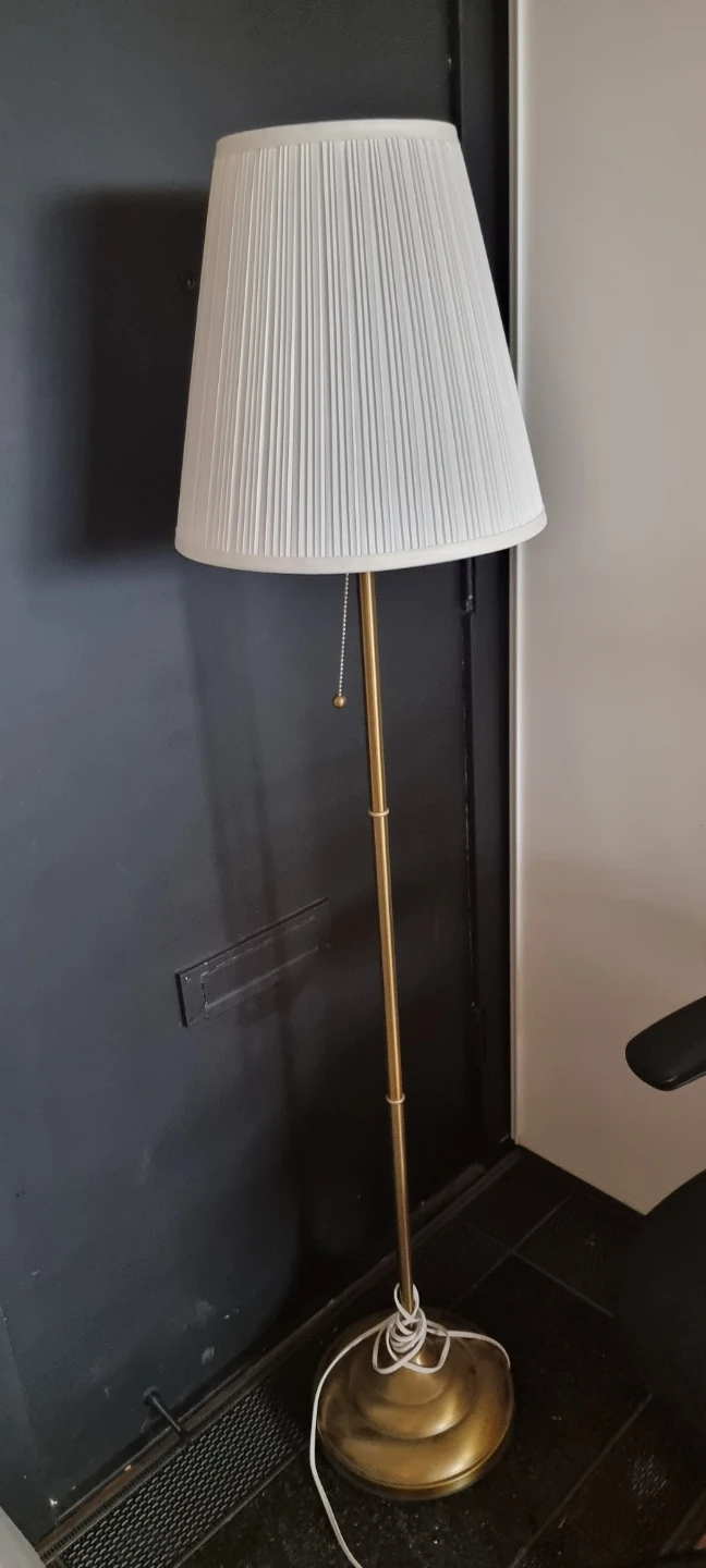 Gold Floor Lamp with White Shade
