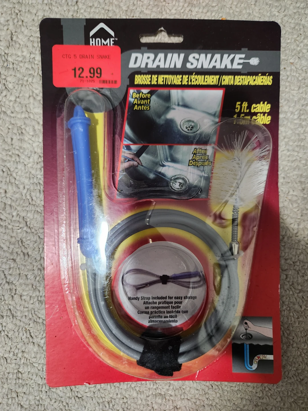 HOME Drain Snake - 5 ft cable