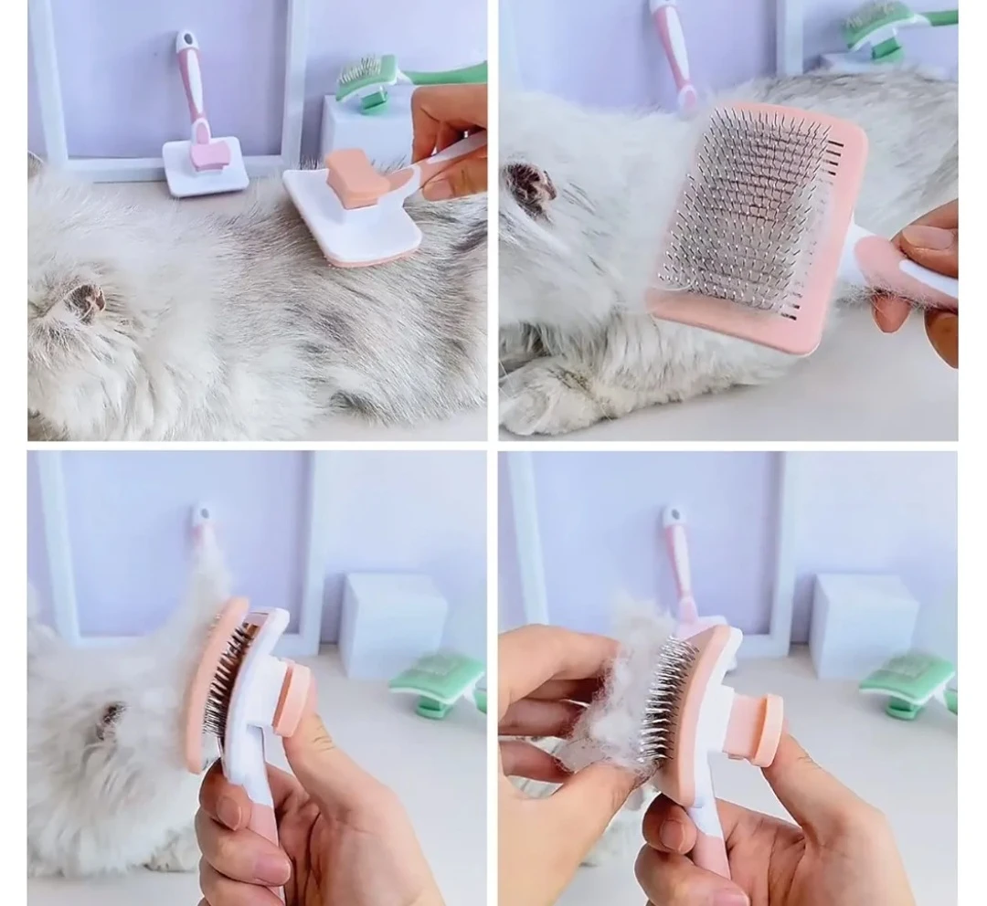 Pet Comb Self-Cleaning Slicker Brush for Dogs & Cats - photo 4