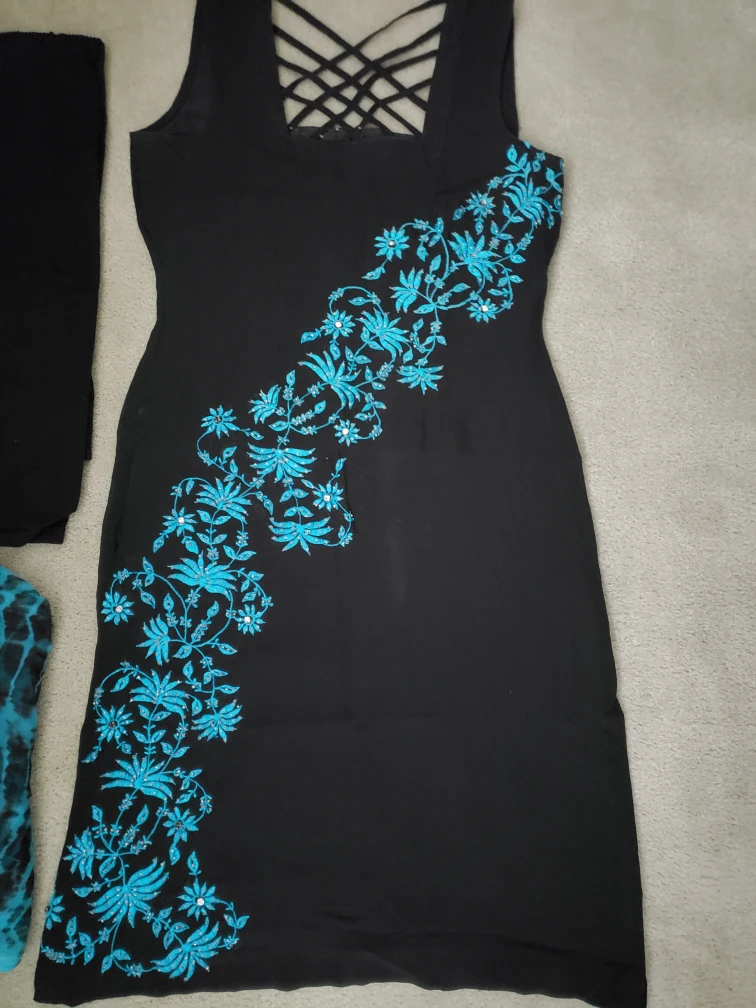 Black Indian  suit with Turquoise Embroidery