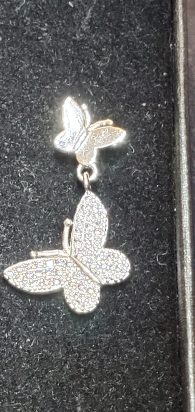 Butterfly 925 CZ Dangle Earrings - photo 3