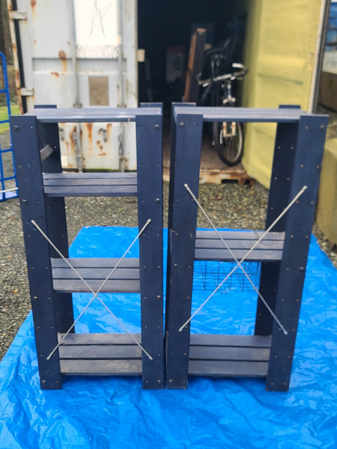 Blue Wooden Tiered Shelf Unit - photo 4