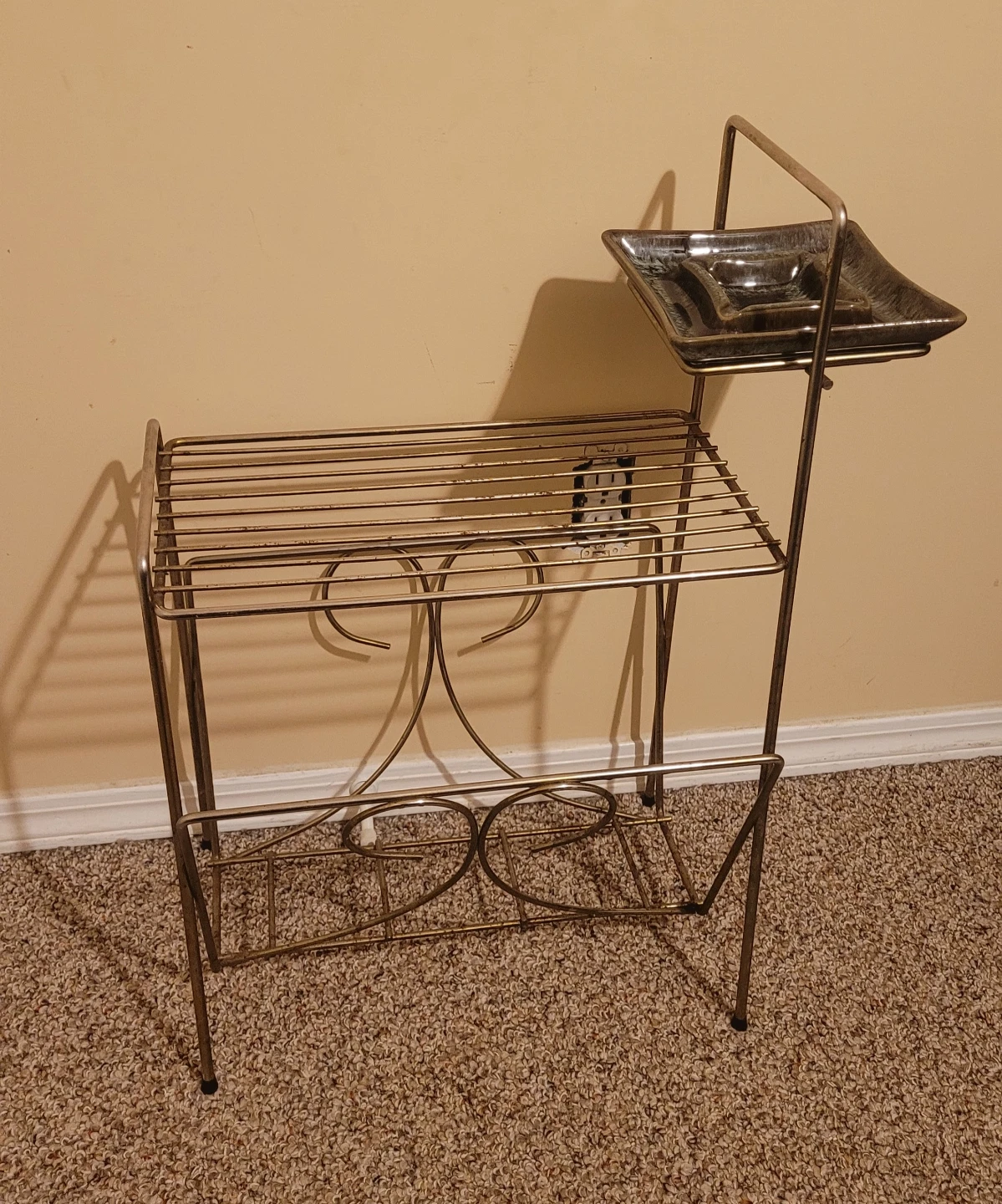 Vintage Brass Record Stand w/ Ashtray