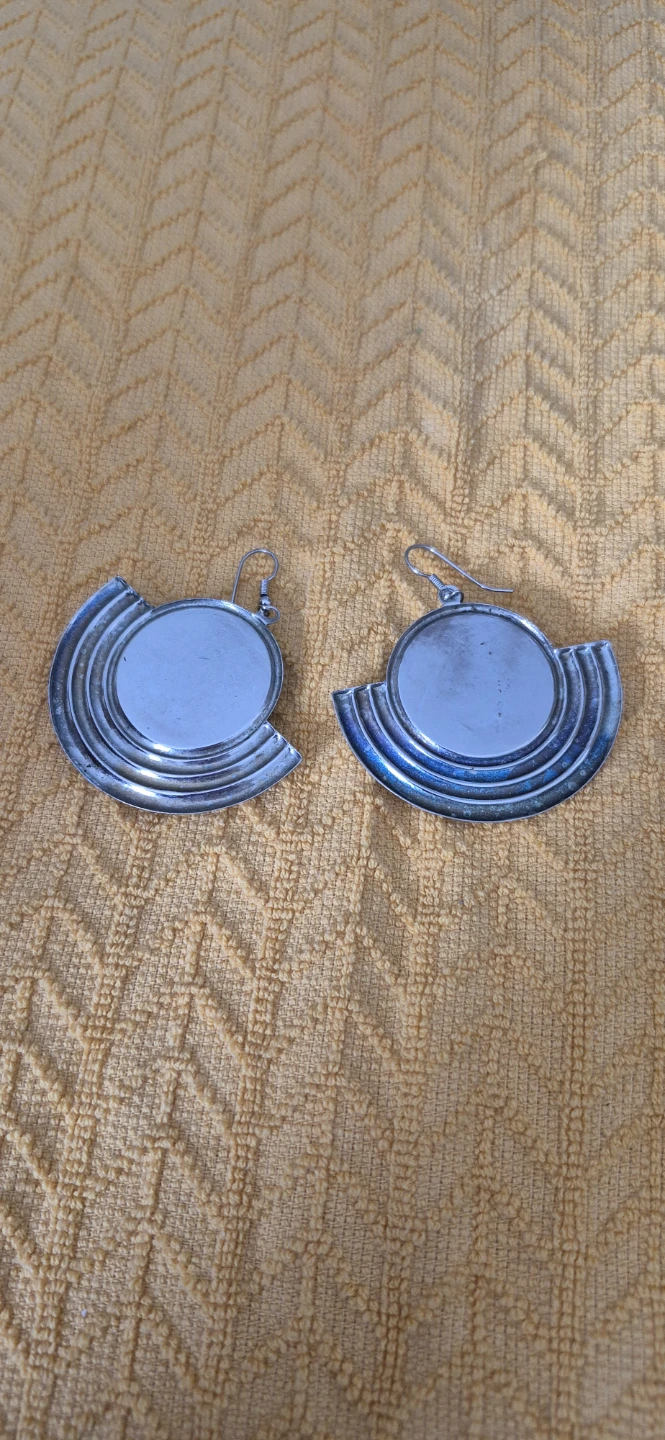 Earrings - Silver Tone with Blue Stone - photo 2