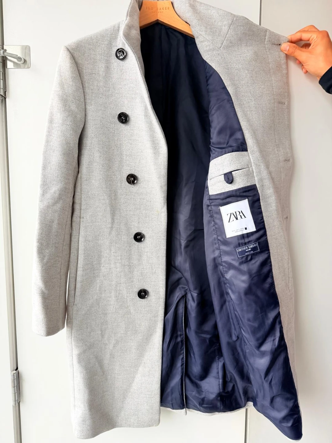 Zara Grey Wool Blend Overcoat