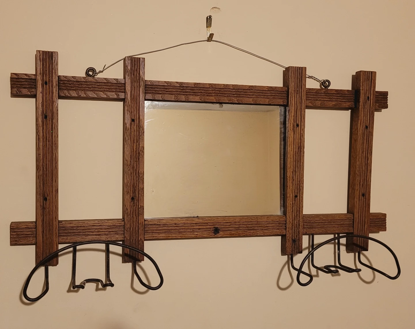Antique Oak Mirror w/ Hangers
