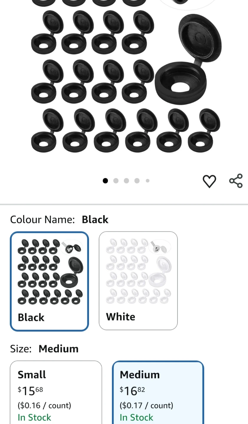 Hotop 100 Pcs Hinged Screw Cover Caps Medium Black Plastic - photo 2