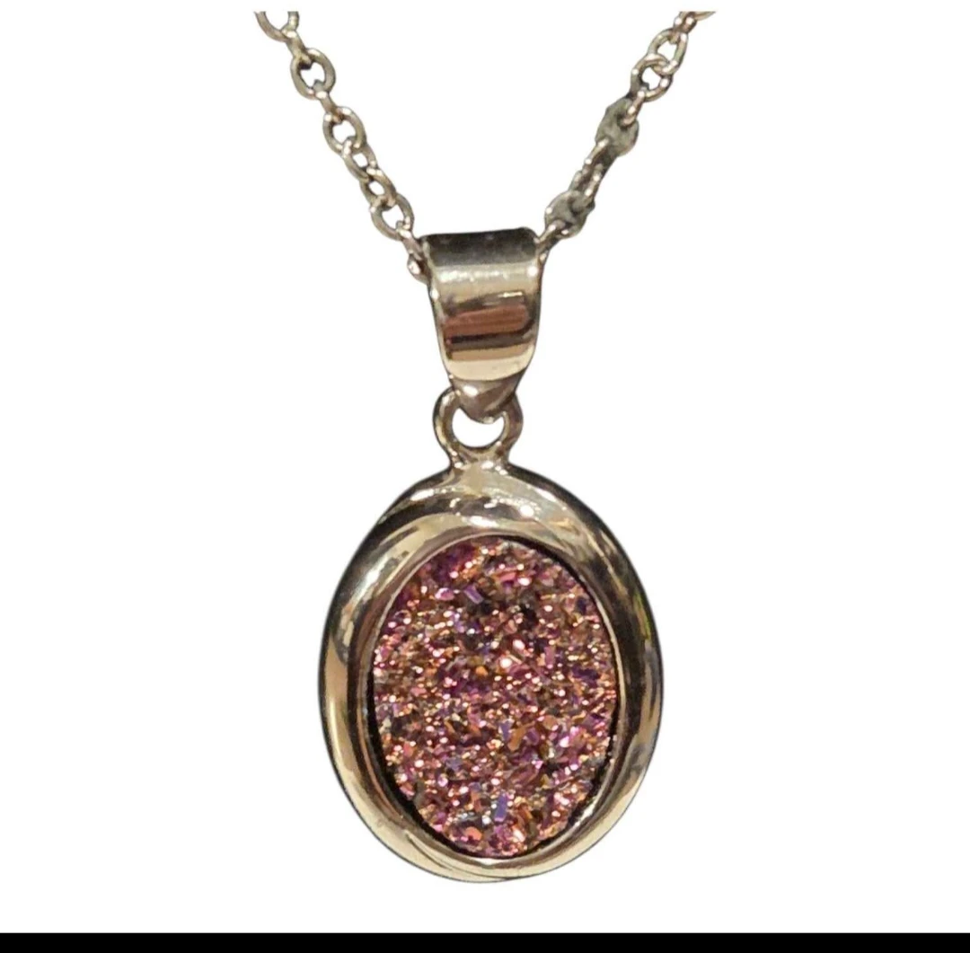 Lia Sophia Silver Tone & Pink Crystal Necklace