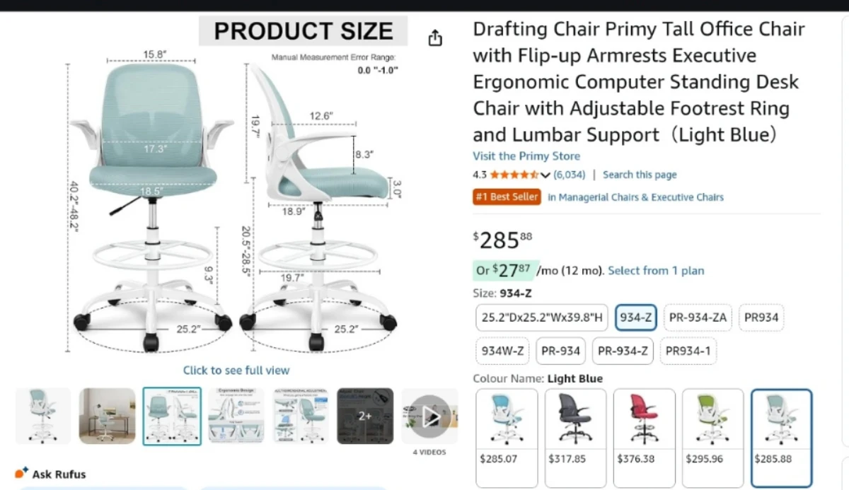 Ergonomic gaming / office chair - Light Blue - photo 3