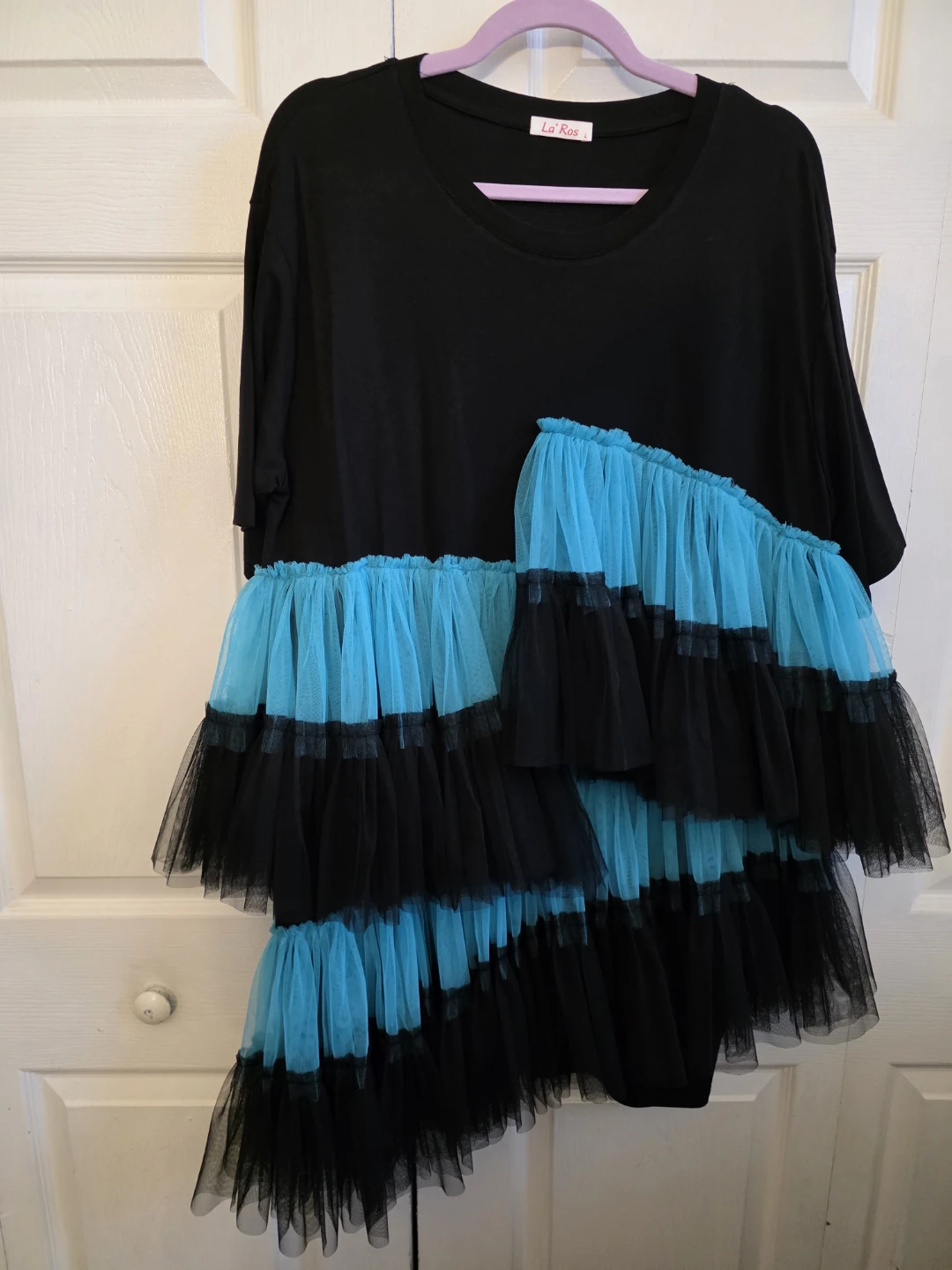 La Ros Black Tulle Ruffle Dress