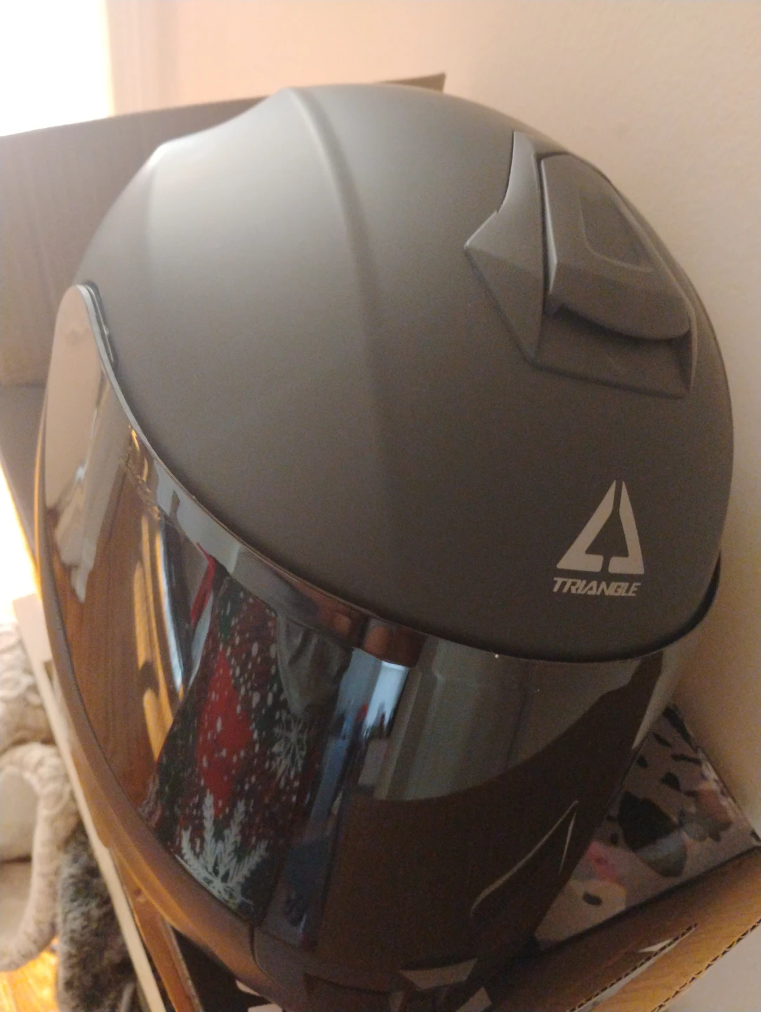 Triangle Motorcycle Helmet - Gray - photo 2