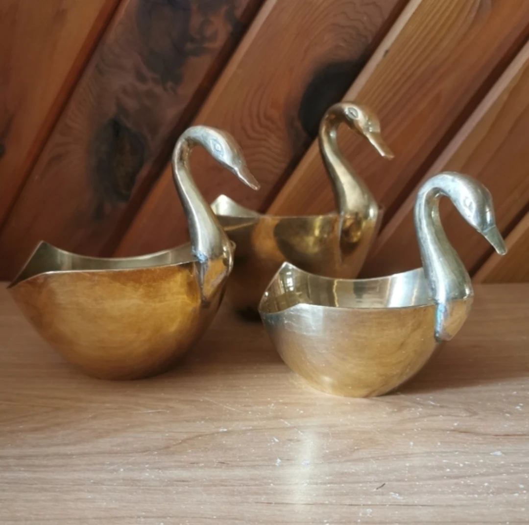 Vintage Brass Swan Nesting Bowls - photo 2