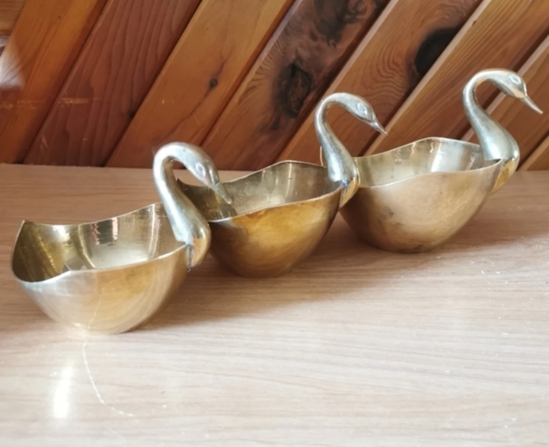 Vintage Brass Swan Nesting Bowls - photo 3