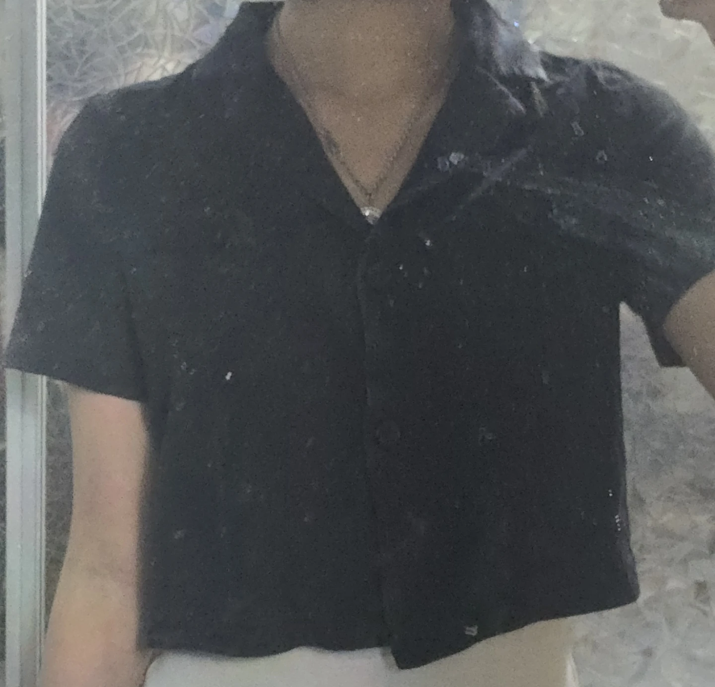 Valleygirl Black Button-Up Crop Shirt