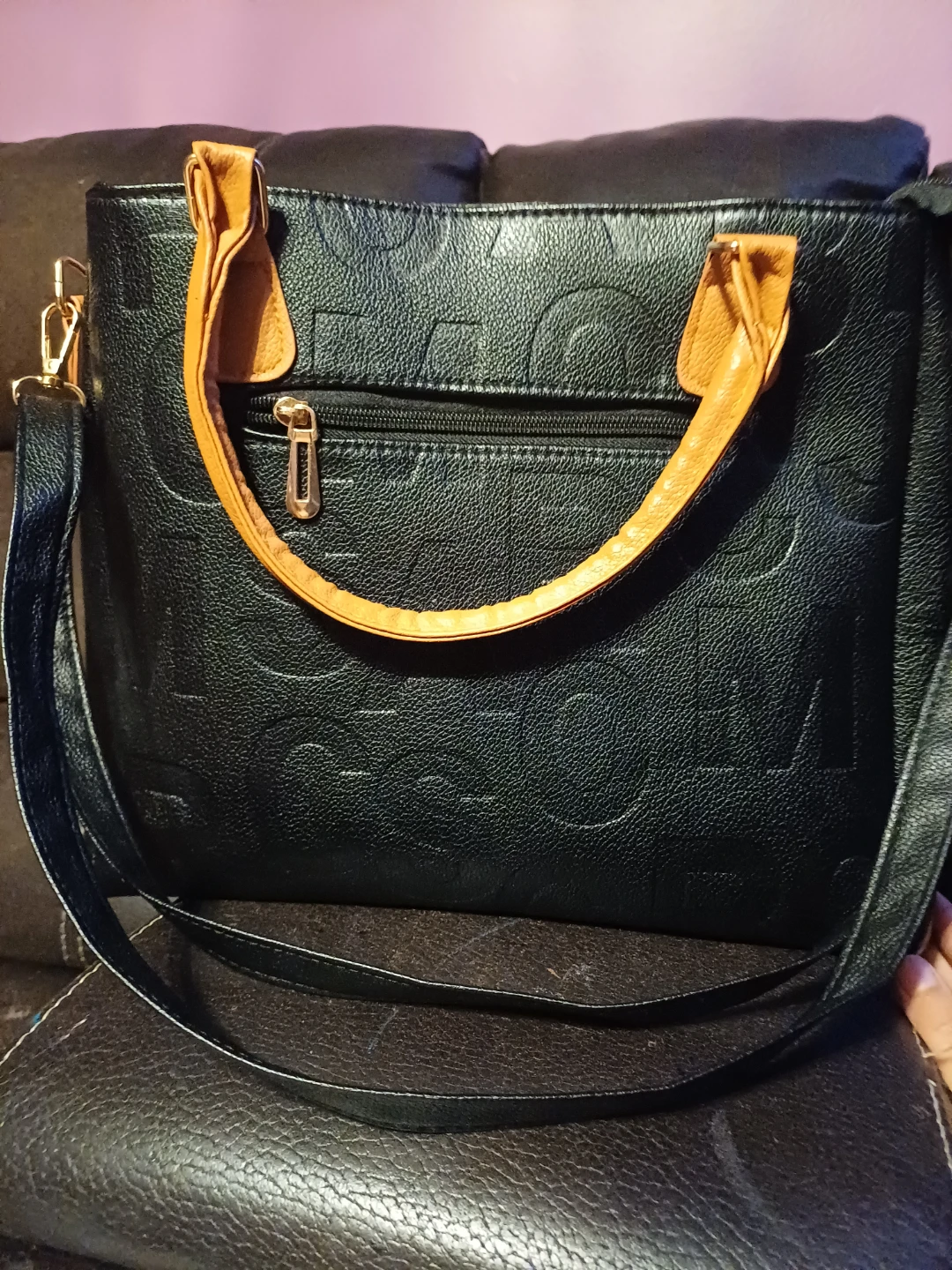 Mondani Black Embossed Tote Bag - photo 2