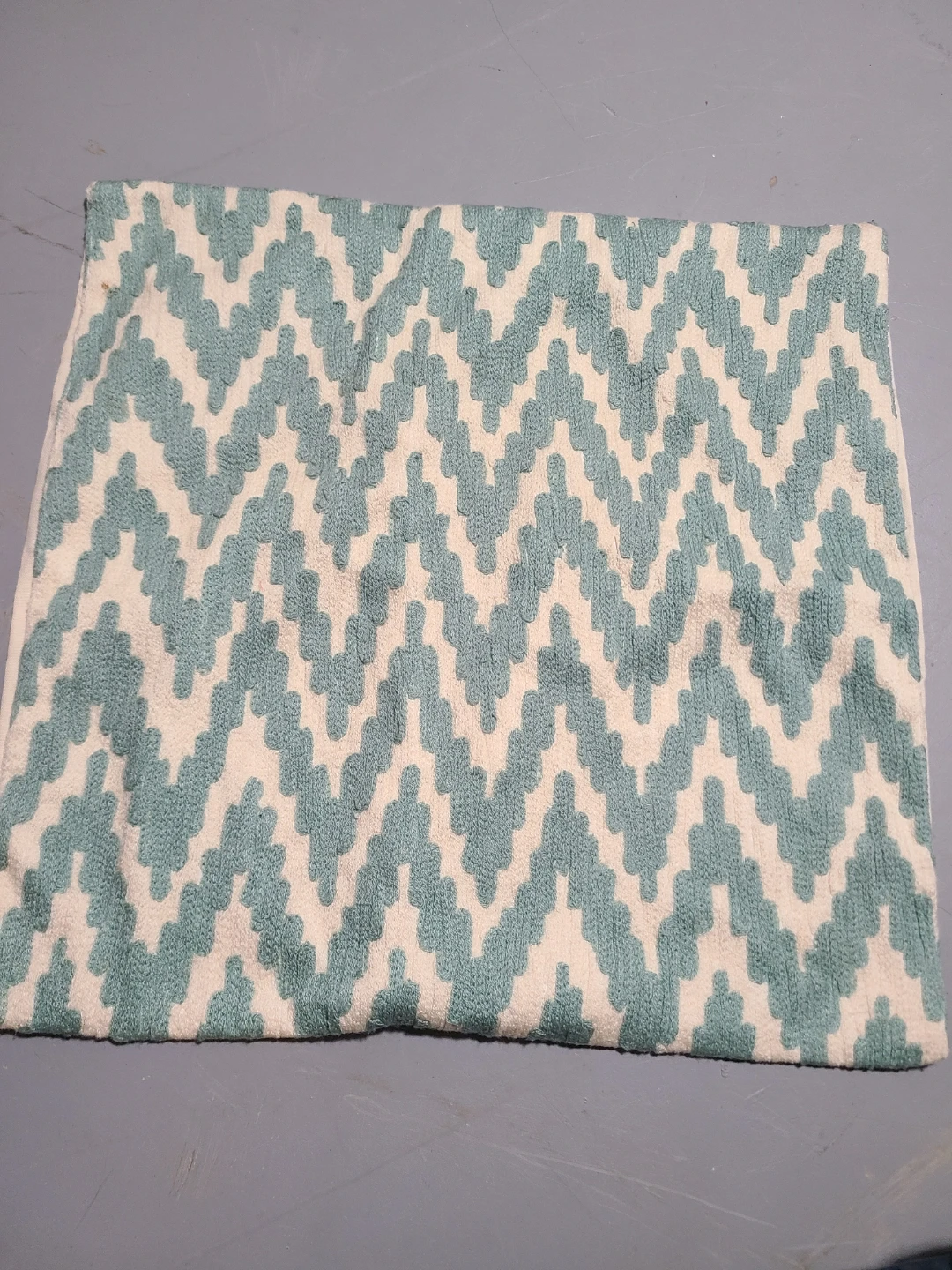 Teal and White Chevron Patterned Pillow Case