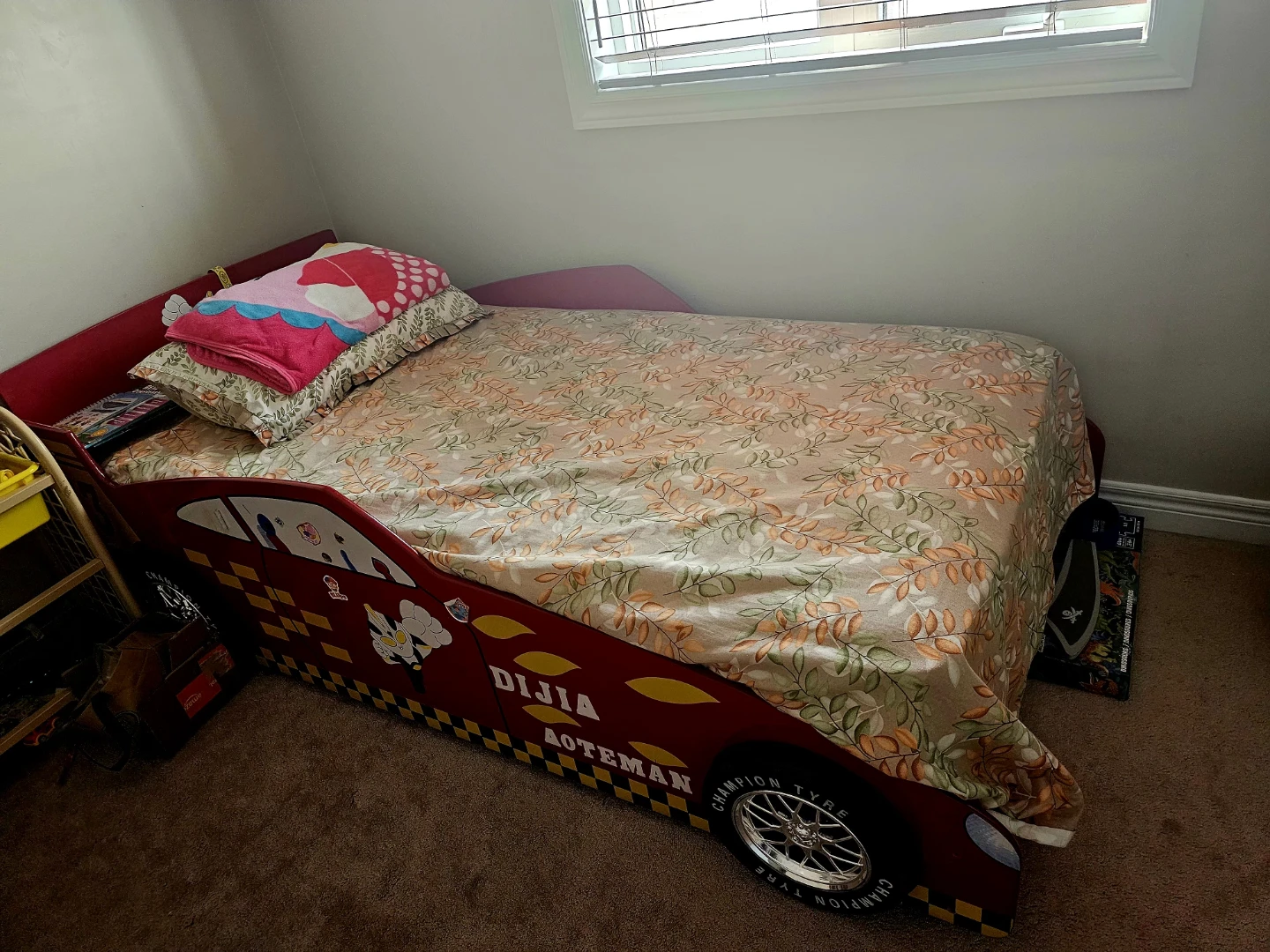 Kids' Race Car Bed with mattress- Red
