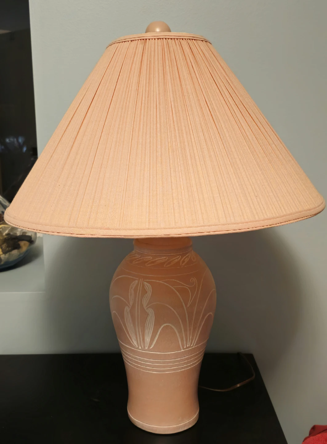 Terracotta Lamp with Pleated Shade - photo 2