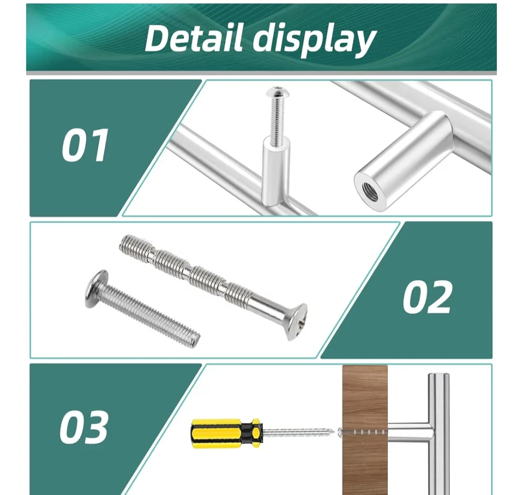 Nisuoien Stainless Steel Cabinet Handles (Set of 5) - photo 4