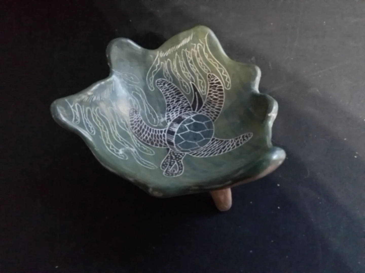 Mexican Folk Art Pottery Ashtray/ Trinket 6x5" - photo 3