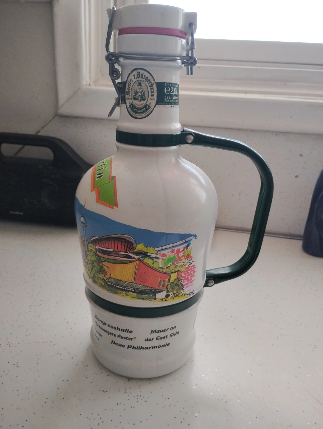 Bürgerbräu Berlin Ceramic Beer Stein 2L Swing Top - photo 2
