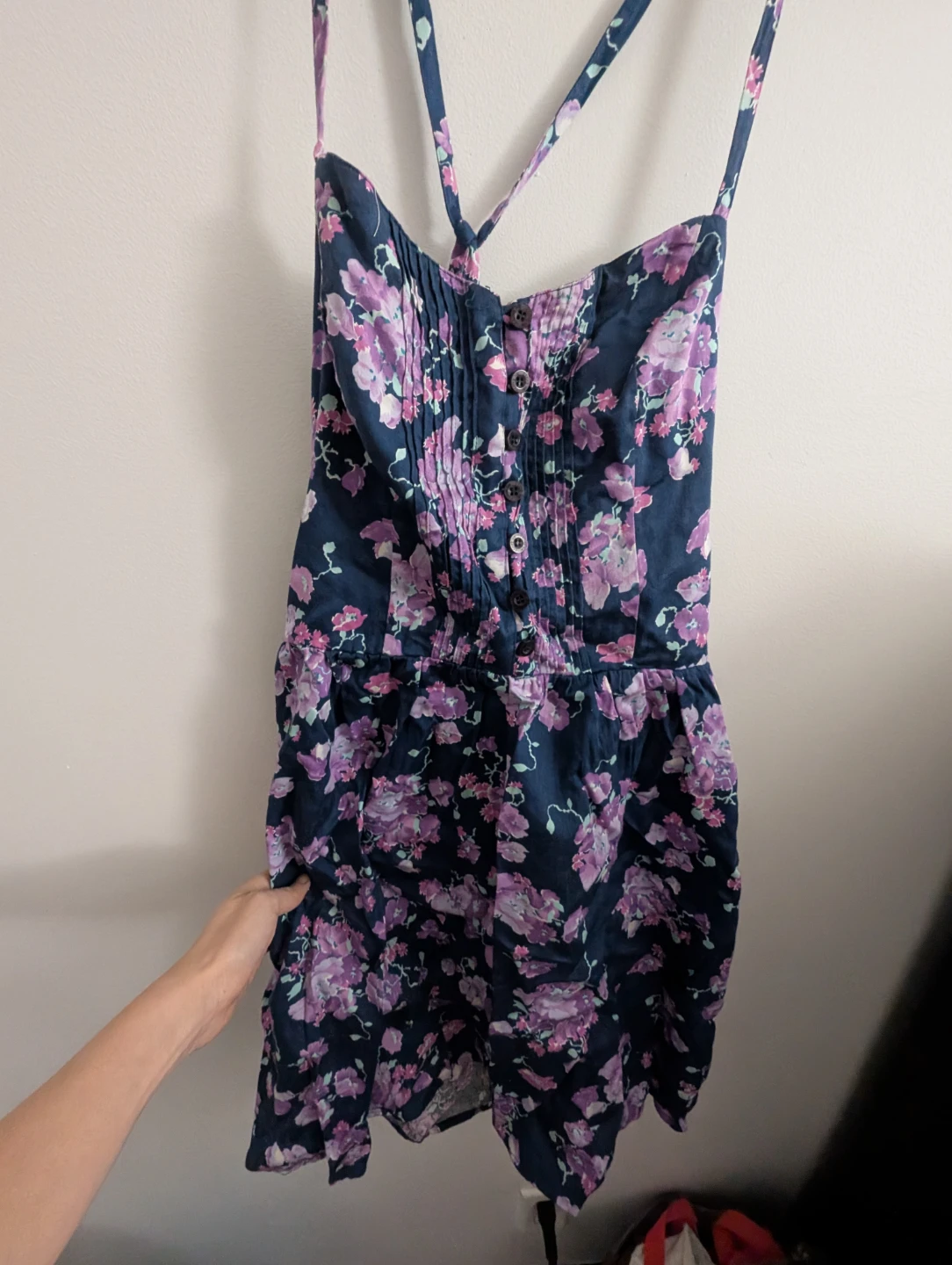 Floral Sundress Mini Dress Cute Dress Tie Up Back