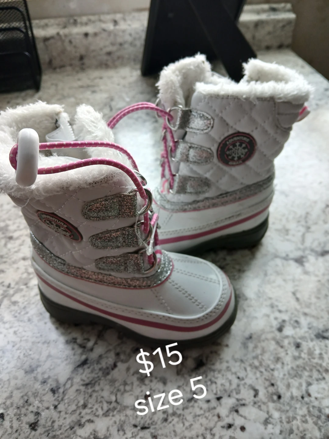 5T White Winter Boots