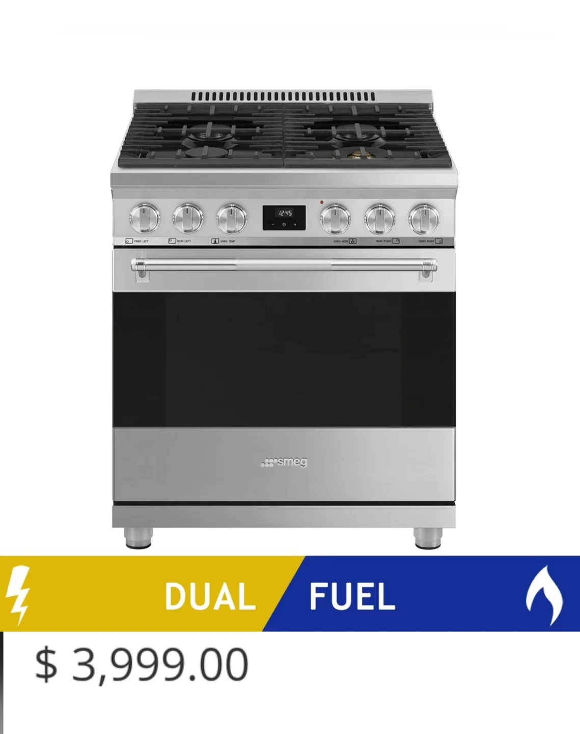 Smeg 30" Dual Fuel Range NEW True Convection Professional Stove
