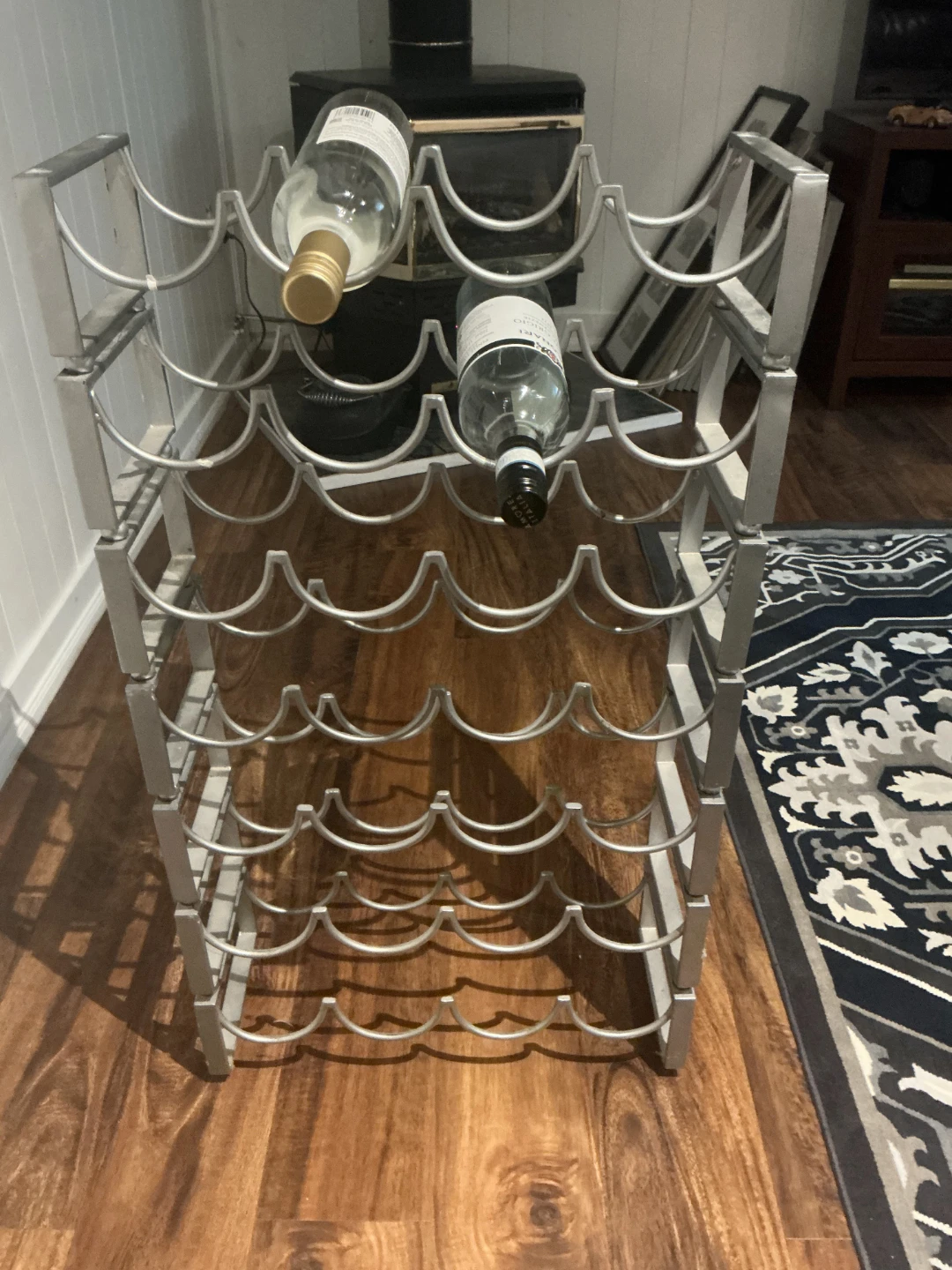 Silver Metal Wine Rack