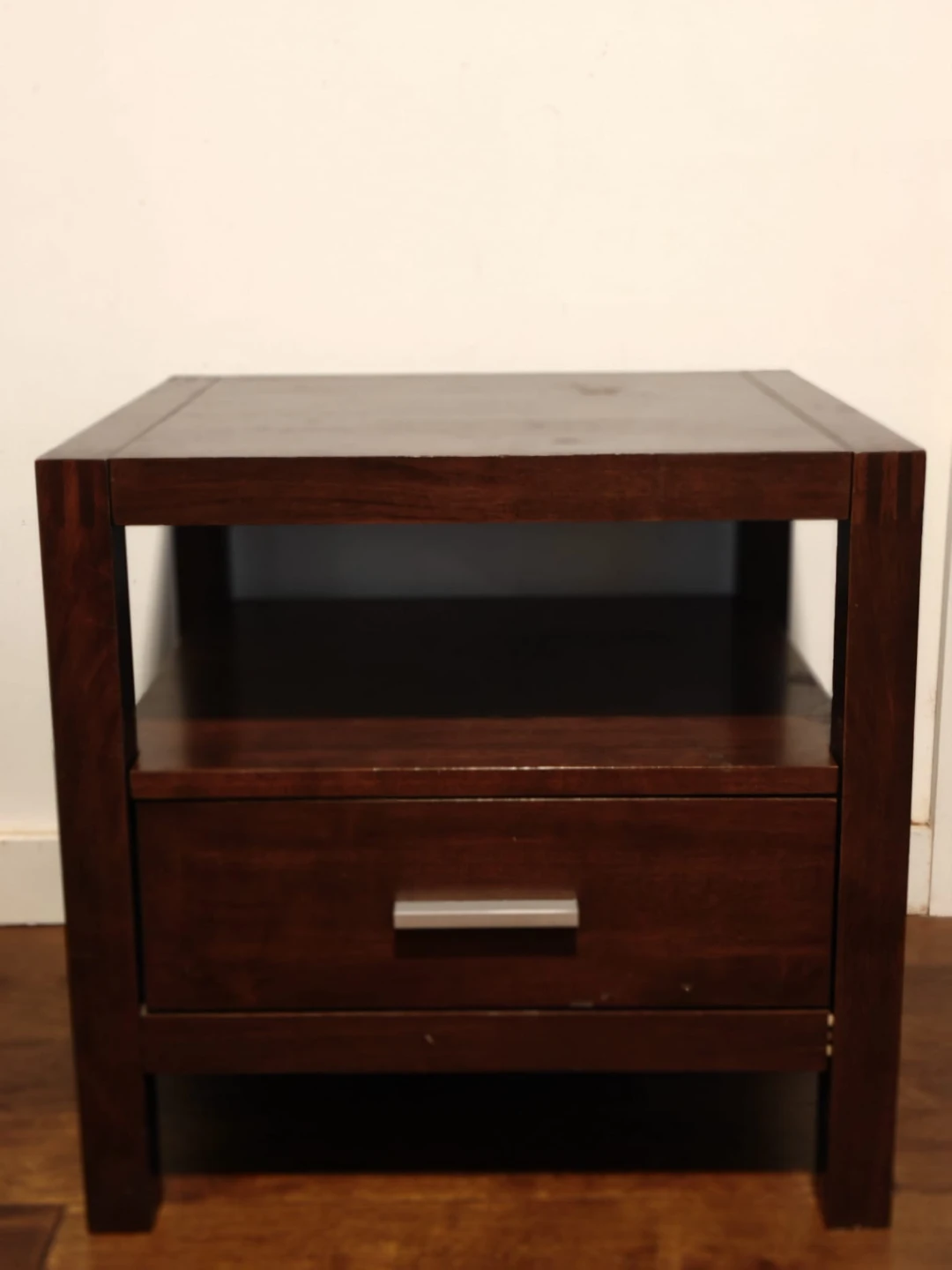 Dark Wood Nightstand with Drawer - photo 3