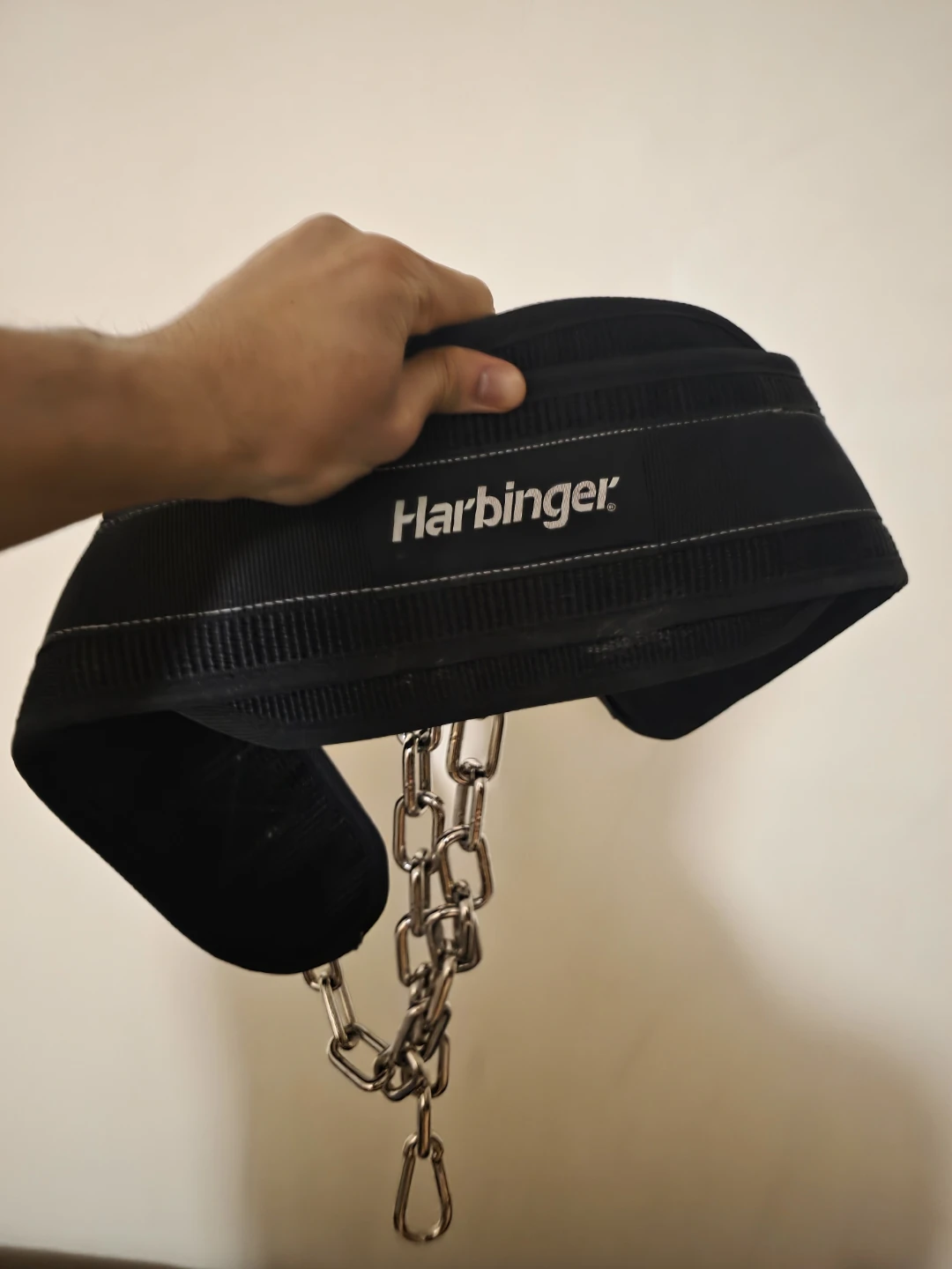 Harbinger dip/pull up belt with chain and carabiner
