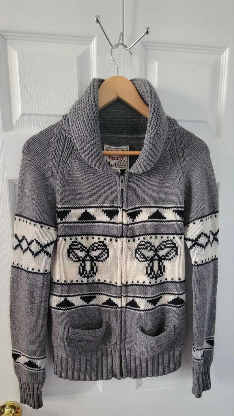 TNA Spartawear Grey Zip-Up Cardigan - Size L