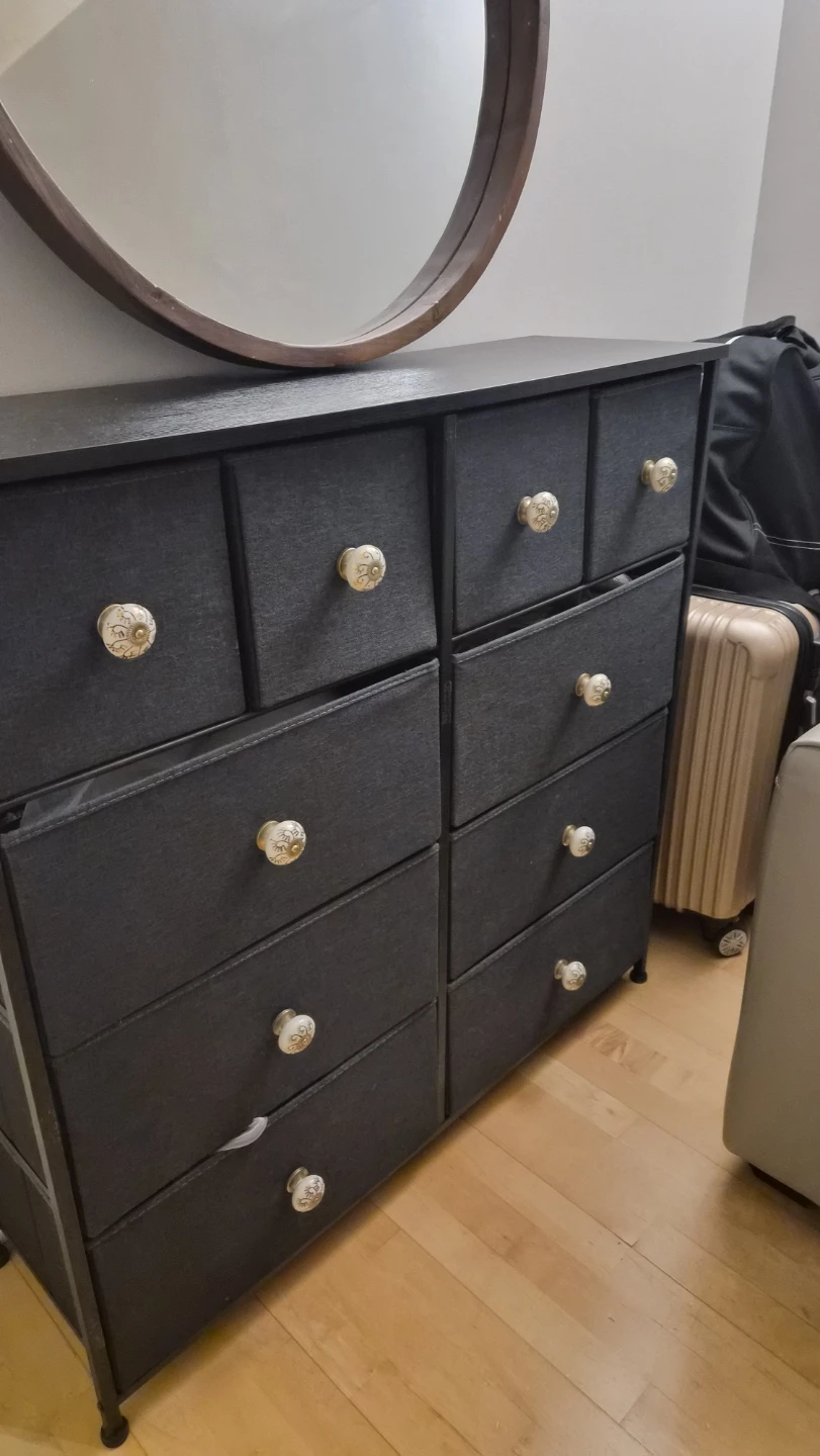 Black Dresser with Fabric Drawers