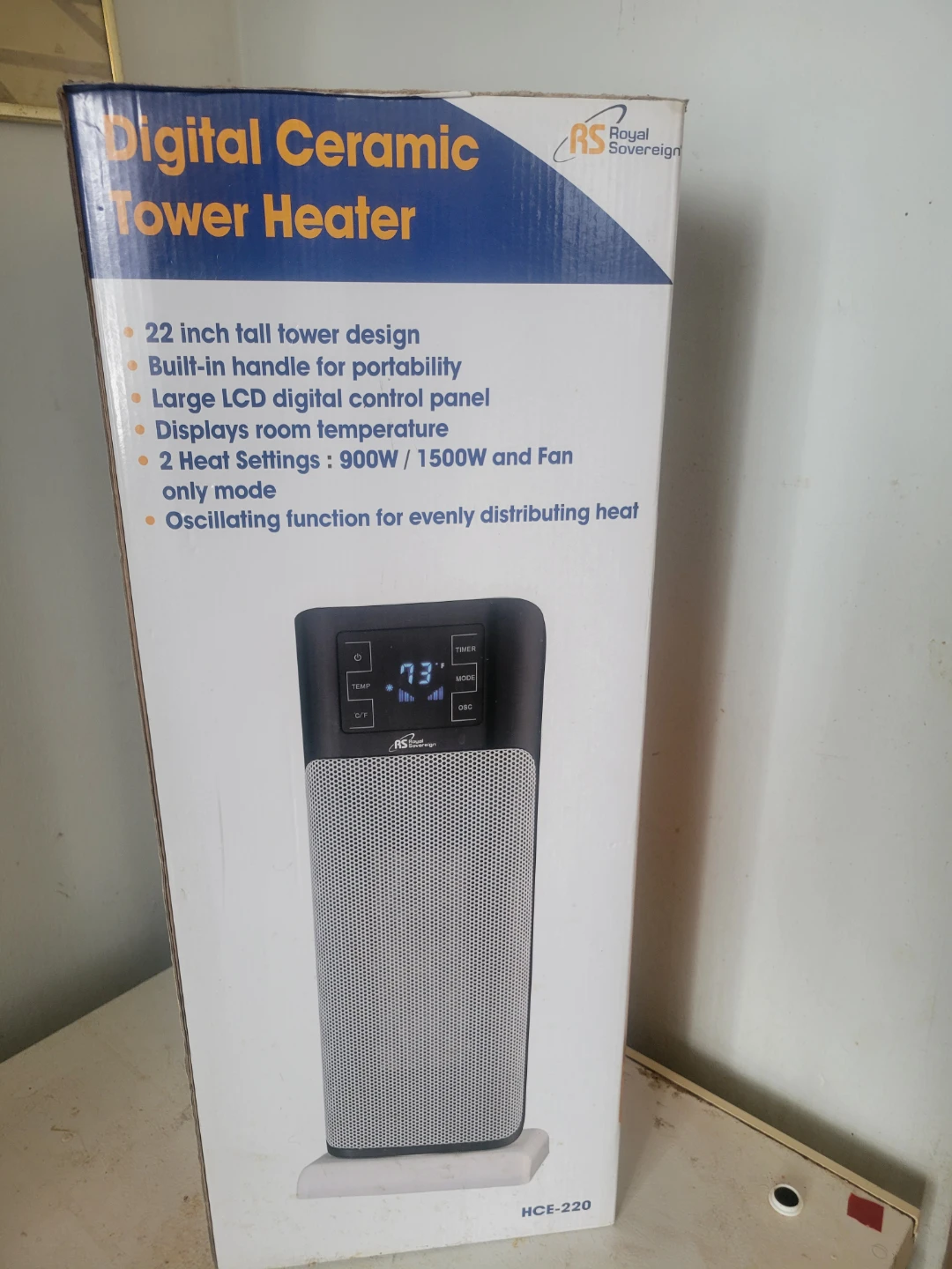 Royal Sovereign Digital Ceramic Tower Heater - New