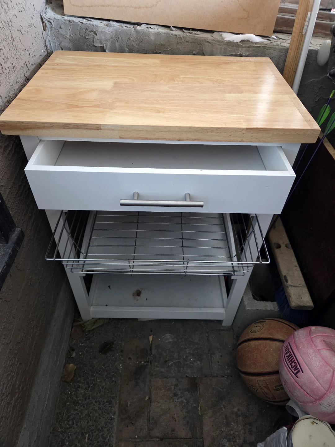 Kitchen Cart with Drawer and Rack