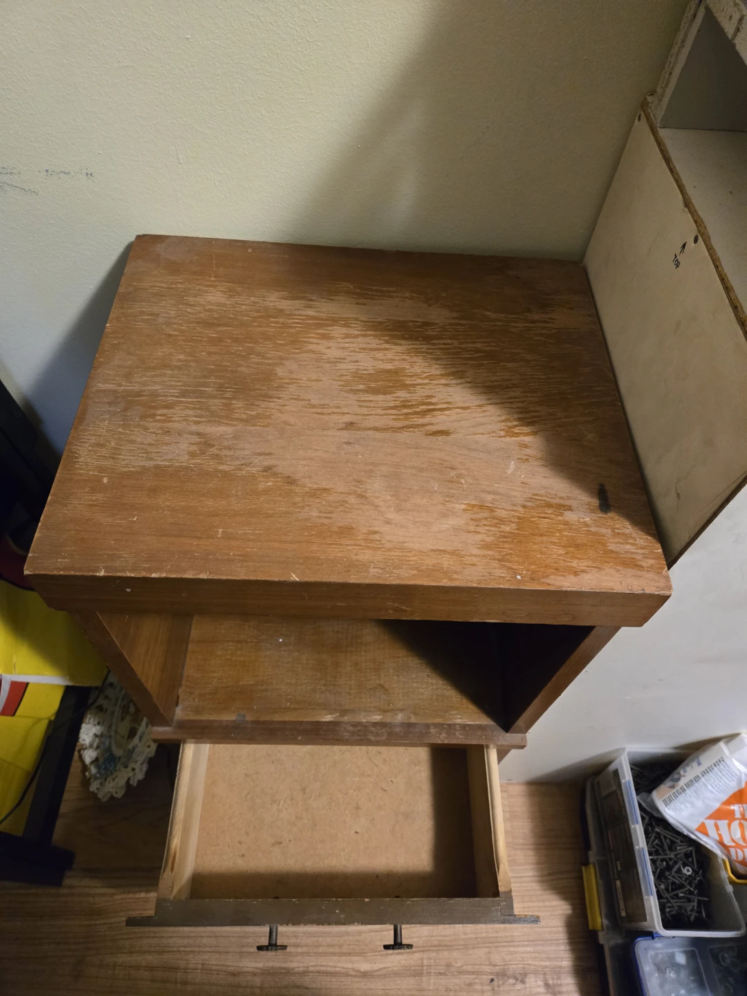Used Wooden Nightstand with Drawer - photo 3