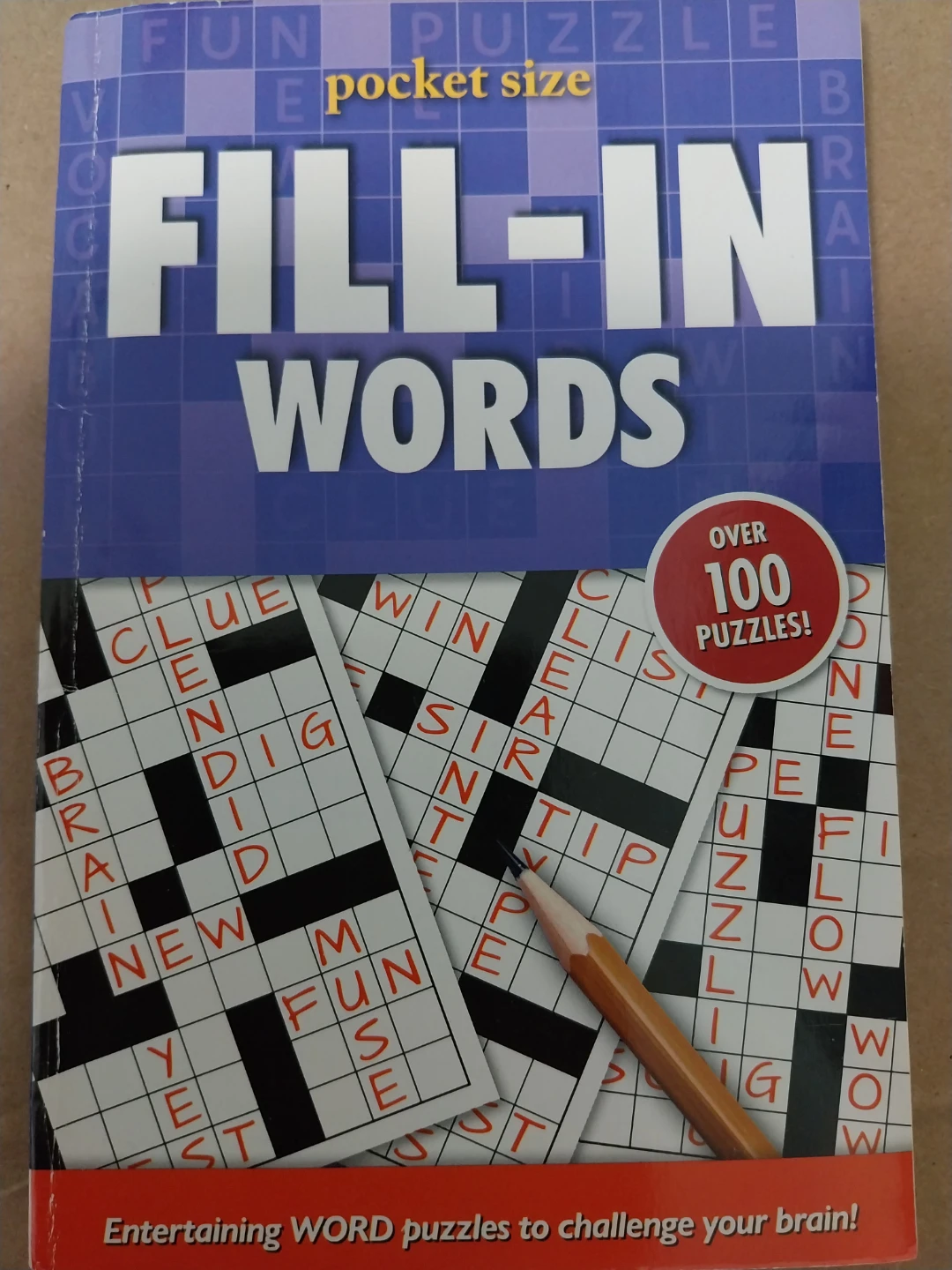 Fill-In Words Pocket Size Puzzle Book - Over 100 Puzzles